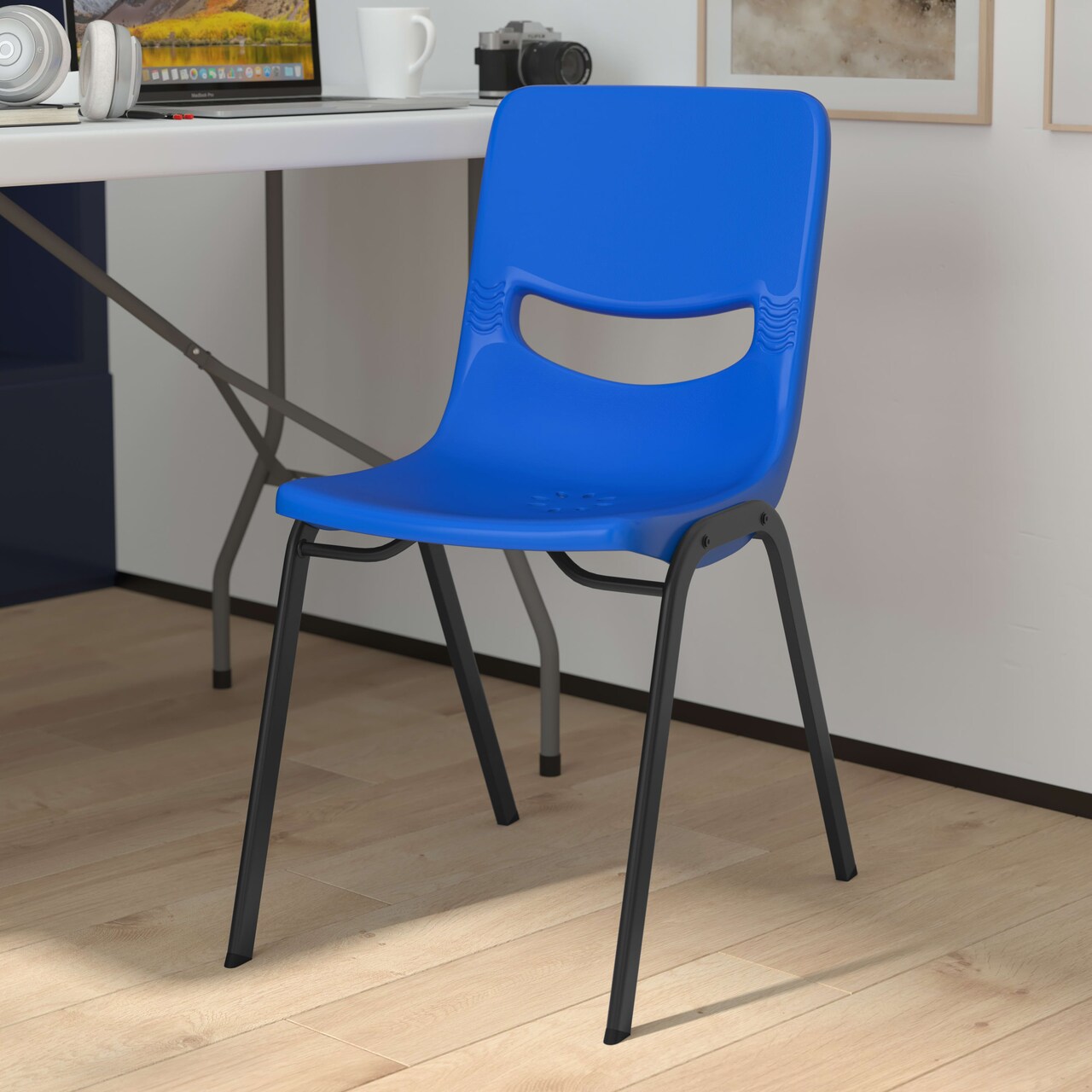Emma and Oliver Jacobs Stackable Flex Comfort Classroom Chair with Ergonomic Flex Back and Heavy-Duty, Powder-Coated Steel Frame